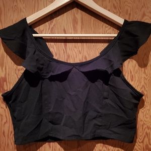 Frilled Black Crop Top